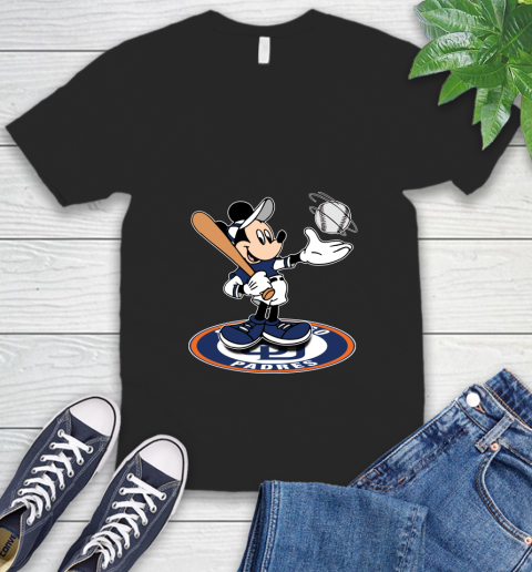 MLB Baseball San Diego Padres Cheerful Mickey Disney Shirt V-Neck T-Shirt