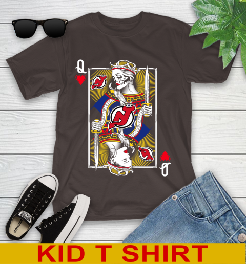 NHL Hockey New Jersey Devils The Queen Of Hearts Card Shirt Youth T-Shirt 6