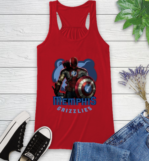 Memphis Grizzlies NBA Basketball Captain America Thor Spider Man Hawkeye Avengers Racerback Tank 6