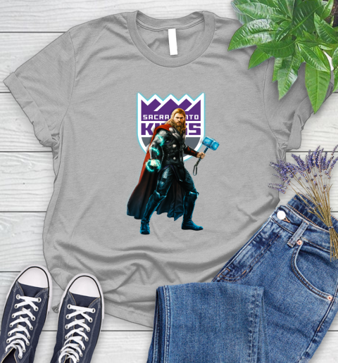 NBA Thor Avengers Endgame Basketball Sacramento Kings Women's T-Shirt 5