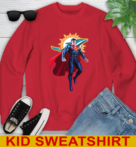 NFL Superman DC Sports Football Miami Dolphins Youth Sweatshirt 8