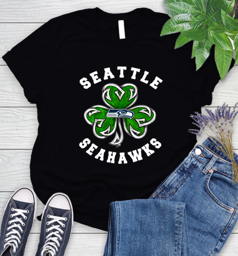 NFL Seattle Seahawks Three Leaf Clover St Patrick's Day Football Sports Women's T-Shirt