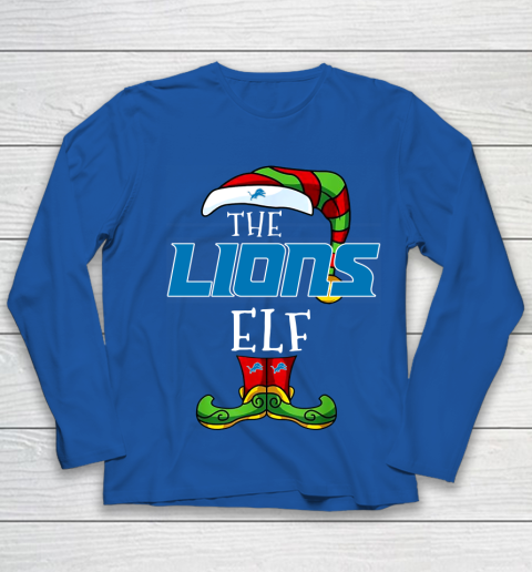 Detroit Lions Christmas ELF Funny NFL Youth Long Sleeve 7