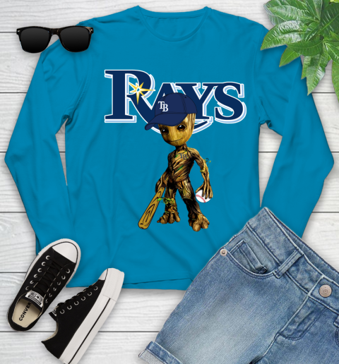 MLB Tampa Bay Rays Groot Guardians Of The Galaxy Baseball Youth Long Sleeve 7