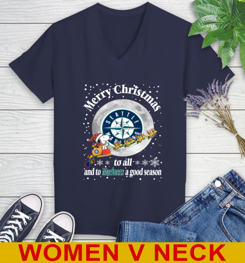 Seattle Mariners Merry Christmas To All And To Mariners A Good Season MLB Baseball Sports Women's V-Neck T-Shirt 12