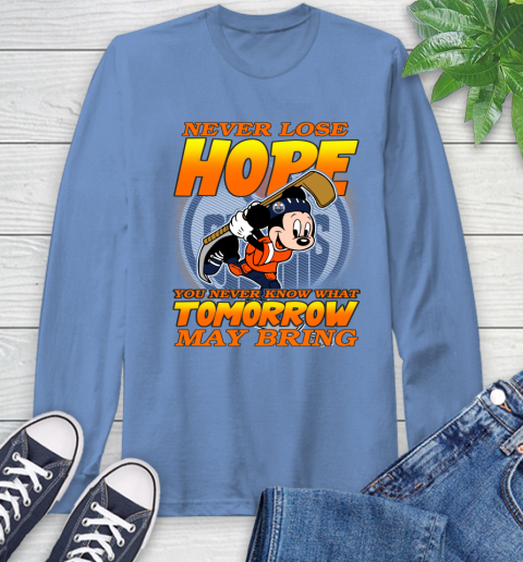 Edmonton Oilers NHL Hockey ootball Mickey Disney Never Lose Hope Long Sleeve T-Shirt 12