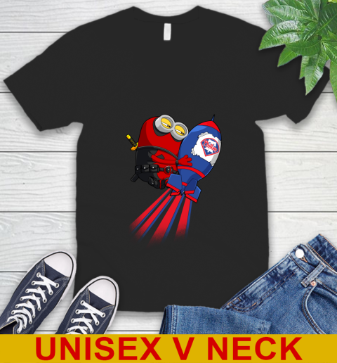 MLB Baseball Philadelphia Phillies Deadpool Minion Marvel Shirt V-Neck T-Shirt