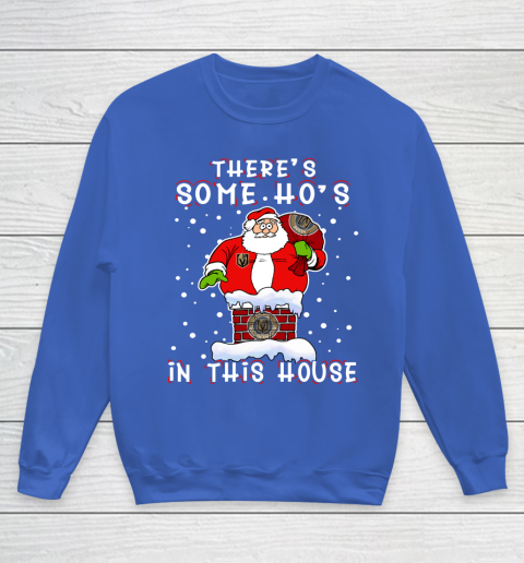 Vegas Golden Knights Christmas There Is Some Hos In This House Santa Stuck In The Chimney NHL Youth Sweatshirt 6