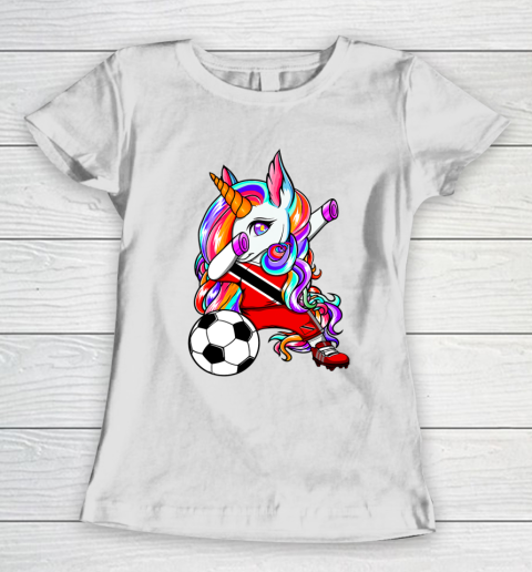 Dabbing Unicorn Trinidad and Tobago Soccer Fans Football Women's T-Shirt