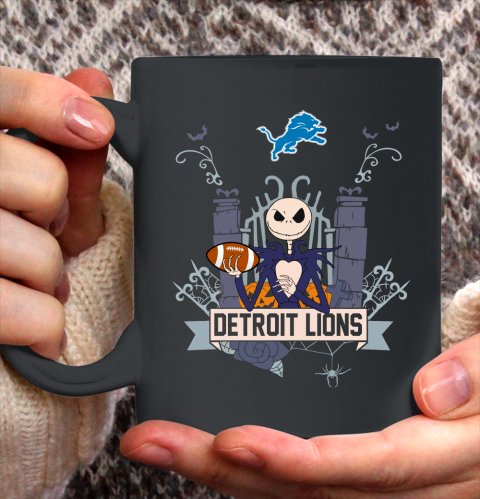 NFL Detroit Lions Football Jack Skellington Halloween Ceramic Mug 11oz 2