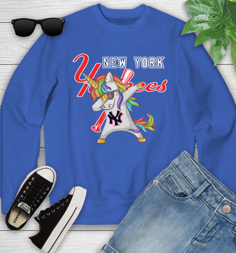 New York Yankees MLB Baseball Funny Unicorn Dabbing Sports Youth Sweatshirt 8