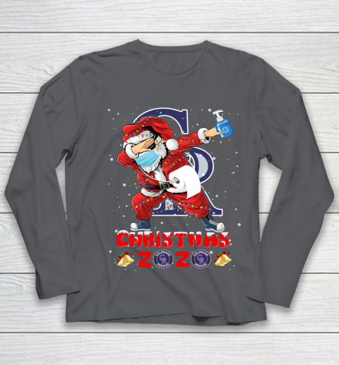 Colorado Rockies Funny Santa Claus Dabbing Christmas 2020 MLB Youth Long Sleeve 6