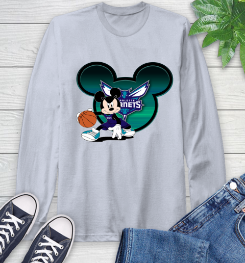 NBA Charlotte Hornets Mickey Mouse Disney Basketball Long Sleeve T-Shirt 6