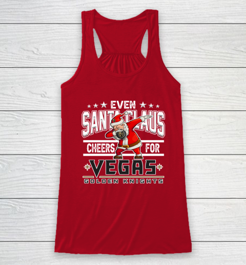 Vegas Golden Knights Even Santa Claus Cheers For Christmas NHL Racerback Tank 4
