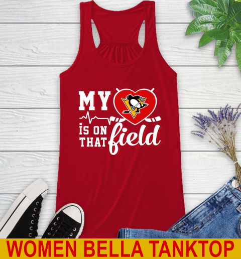 NHL My Heart Is On That Field Hockey Sports Pittsburgh Penguins Racerback Tank 4