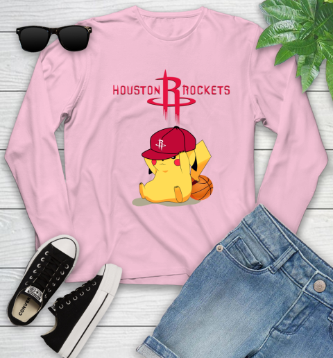 NBA Pikachu Basketball Sports Houston Rockets Youth Long Sleeve 10