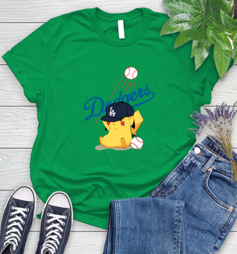 MLB Pikachu Baseball Sports Los Angeles Dodgers Women's T-Shirt 6