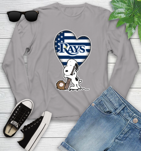Tampa Bay Rays MLB Baseball The Peanuts Movie Adorable Snoopy Youth Long Sleeve 5