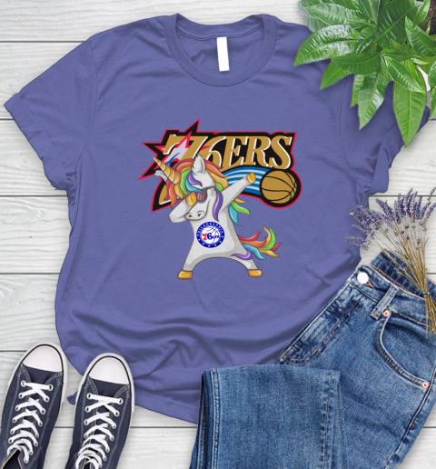 Philadelphia 76ers NBA Basketball Funny Unicorn Dabbing Sports Women's T-Shirt 11