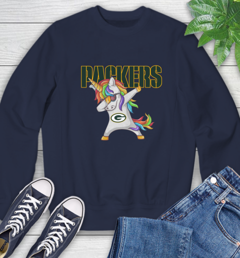 Green Bay Packers NFL Football Funny Unicorn Dabbing Sports Sweatshirt 3