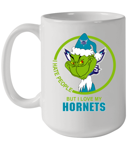 Charlotte Hornets NBA Christmas Grinch I Hate People But I Love My Favorite Basketball Team Ceramic Mug 15oz