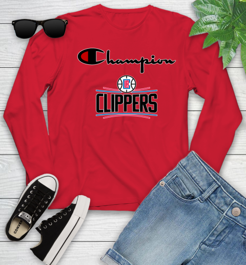 NBA Basketball LA Clippers Champion Shirt Youth Long Sleeve 9