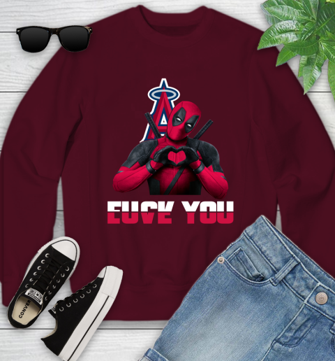 MLB Los Angeles Angels Deadpool Love You Fuck You Baseball Sports Youth Sweatshirt 4