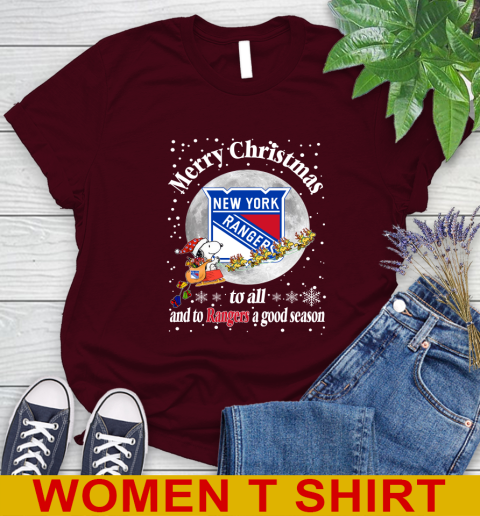 New York Rangers Merry Christmas To All And To Rangers A Good Season NHL Hockey Sports Women's T-Shirt 6