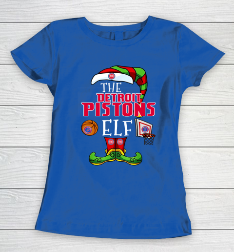 Detroit Pistons Christmas ELF Funny NBA Women's T-Shirt 8