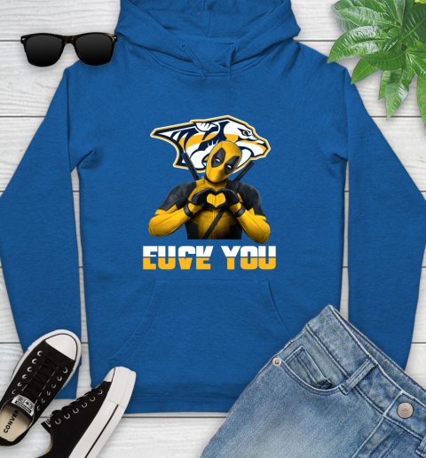 NHL Nashville Predators Deadpool Love You Fuck You Hockey Sports Youth Hoodie 11