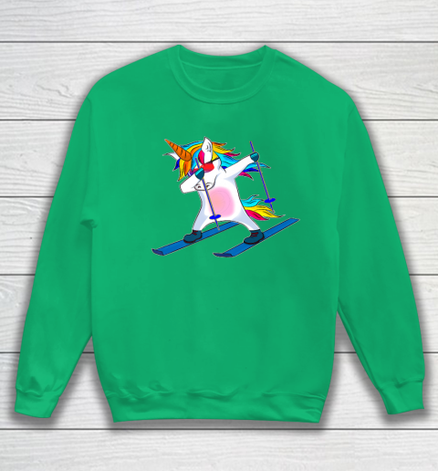 Skiing Unicorn Dabbing Funny Gift Sweatshirt 6
