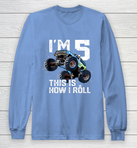 Kids I'm 5 This is How I Roll Monster Truck 5th Birthday Boy Gift 5 Year Old Long Sleeve T-Shirt 8