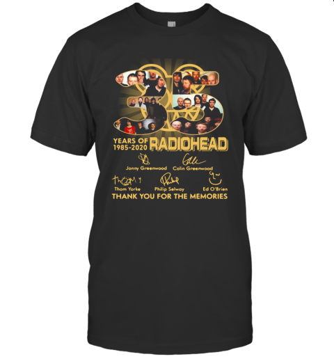 Radiohead English Rock Band 35Th Years Of 1985 2020 Signature T-Shirt