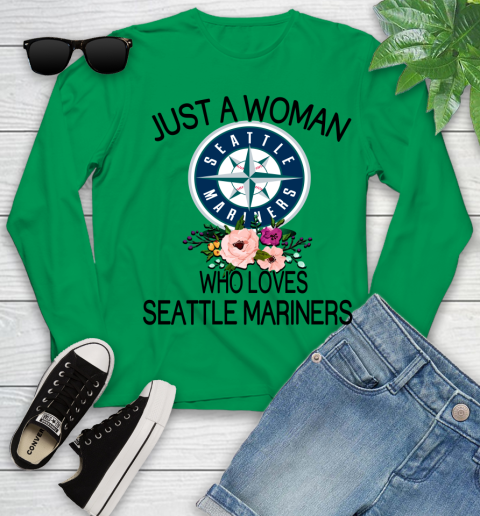MLB Just A Woman Who Loves Seattle Mariners Baseball Sports Youth Long Sleeve 4