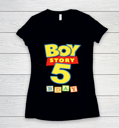 Toy Blocks Boy Story 5 Year Old Birthday Women's V-Neck T-Shirt