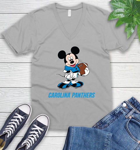 NFL Football Carolina Panthers Cheerful Mickey Mouse Shirt V-Neck T-Shirt 4
