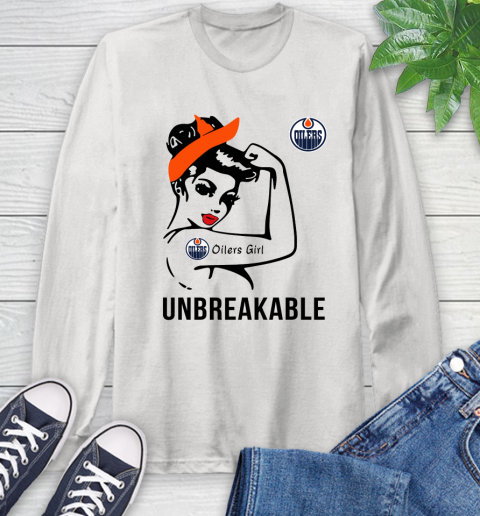 NHL Edmonton Oilers Girl Unbreakable Hockey Sports Long Sleeve T-Shirt