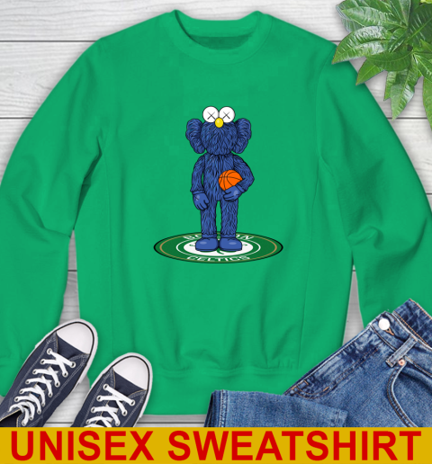 NBA Basketball Boston Celtics Kaws Bff Blue Figure Shirt Sweatshirt - Image 7
