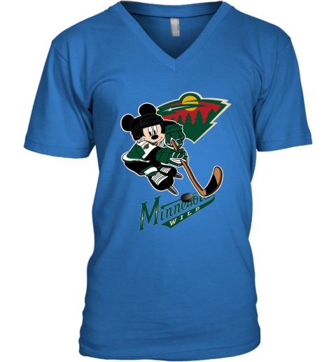 NHL Minnesota Wild Mickey Mouse Disney Hockey T Shirt FHPPECk7Btm v neck unisex 8 95 151514 front royal
