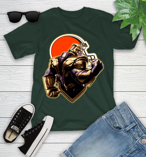 NFL Thanos Avengers Endgame Football Sports Cleveland Browns Youth T-Shirt 5