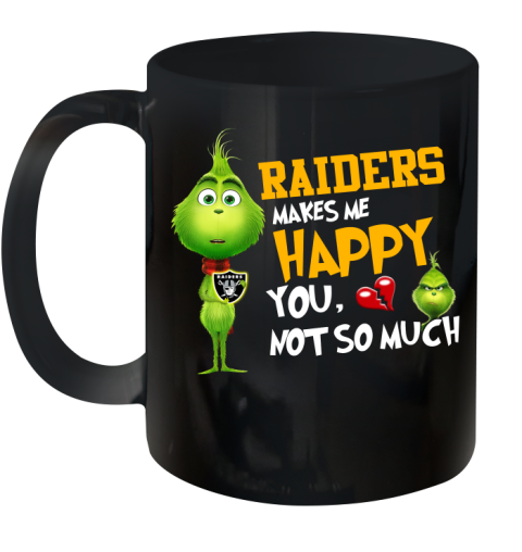 NFL Oakland Raiders Makes Me Happy You Not So Much Grinch Football Sports Ceramic Mug 11oz