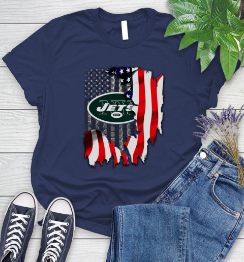 New York Jets NFL Football American Flag Women's T-Shirt - Image 15
