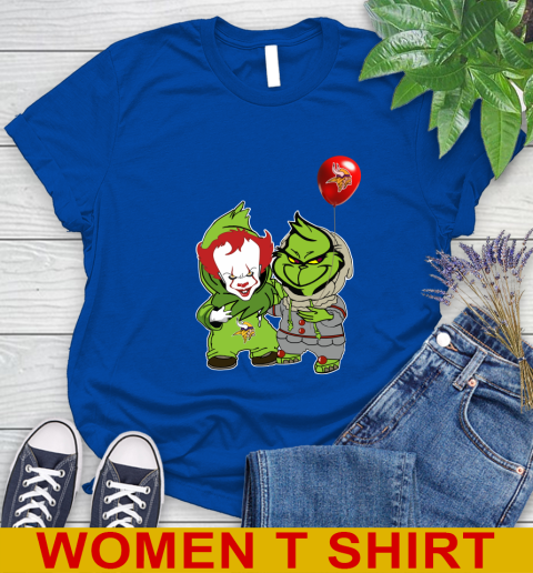 Minnesota Vikings Baby Pennywise Grinch Christmas NFL Football Women's T-Shirt 9