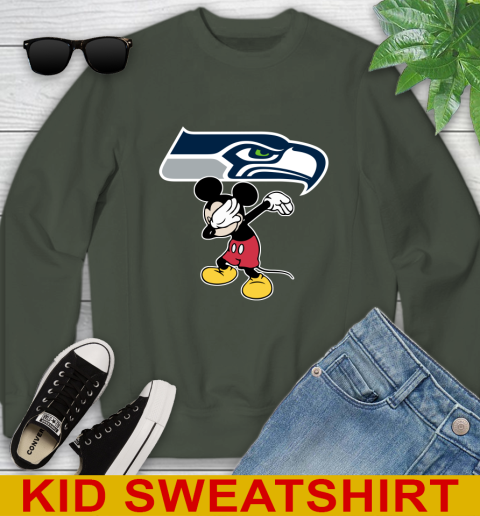Seattle Seahawks NFL Football Dabbing Mickey Disney Sports Youth Sweatshirt 9