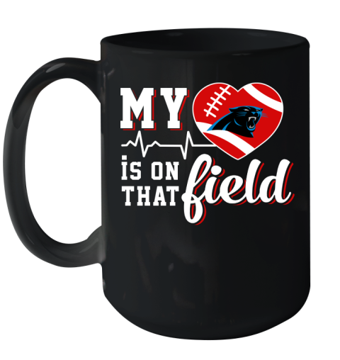 NFL My Heart Is On That Field Football Sports Carolina Panthers Ceramic Mug 15oz