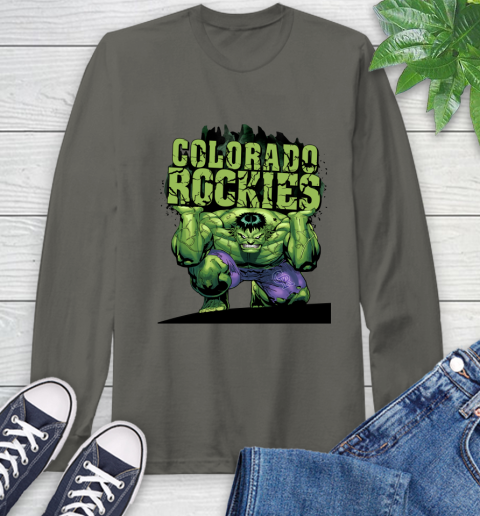 Colorado Rockies MLB Baseball Incredible Hulk Marvel Avengers Sports Long Sleeve T-Shirt 8