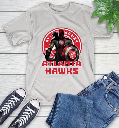 Atlanta Hawks NBA Basketball Captain America Thor Spider Man Hawkeye Avengers T-Shirt