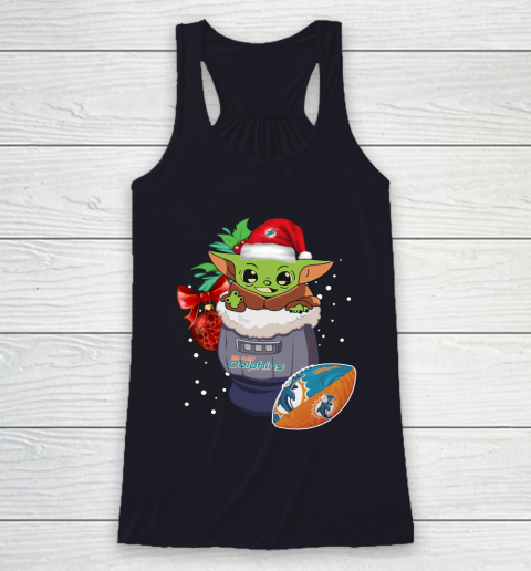 Miami Dolphins Christmas Baby Yoda Star Wars Funny Happy NFL Racerback Tank 8