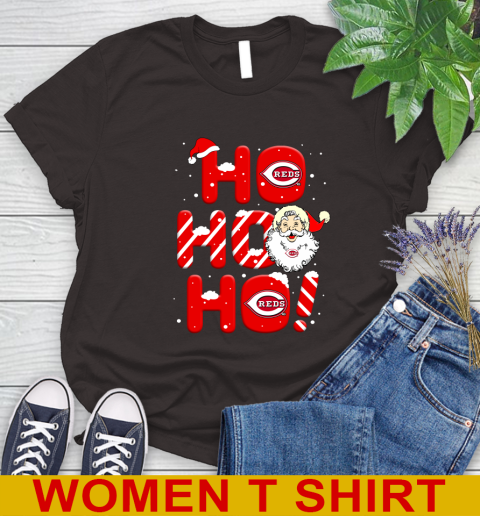 Cincinnati Reds MLB Baseball Ho Ho Ho Santa Claus Merry Christmas Shirt Women's T-Shirt 9