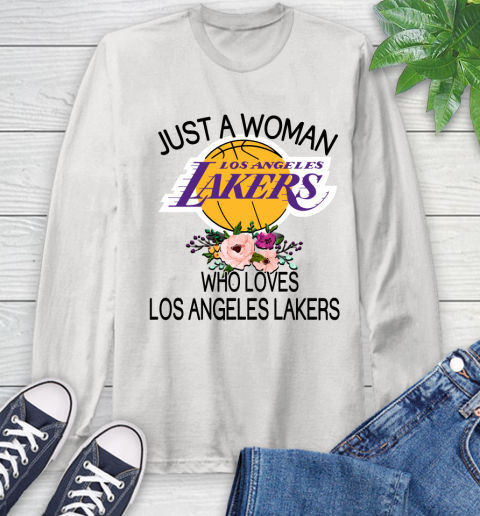 NBA Just A Woman Who Loves Los Angeles Lakers Basketball Sports Long Sleeve T-Shirt